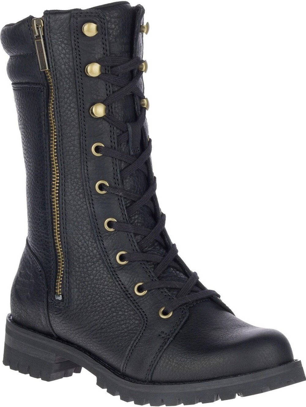 Harley-Davidson Women's 8.5 Black Nolana 9" Pebbled Leather Motorcycle Boots